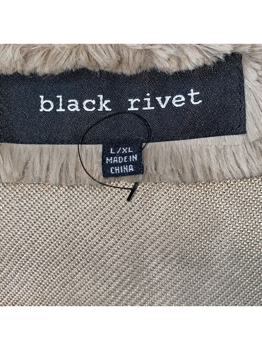Black Rivet Faux Fur Poncho NWOT